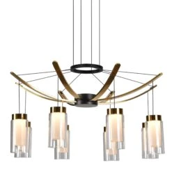 VONN LIGHTING VONN Artisan GENOA VAC3118BL 24" Integrated LED ETL Certified Pendant, Height Adjustable Chandelier, Black