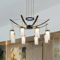 VONN LIGHTING VONN Artisan GENOA VAC3118BL 24" Integrated LED ETL Certified Pendant, Height Adjustable Chandelier, Black -VONN LIGHTING VAC3118BL IMAGE 4