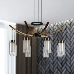 VONN LIGHTING VONN Artisan GENOA VAC3118BL 24" Integrated LED ETL Certified Pendant, Height Adjustable Chandelier, Black -VONN LIGHTING VAC3118BL IMAGE 5