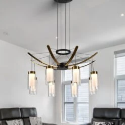 VONN LIGHTING VONN Artisan GENOA VAC3118BL 24" Integrated LED ETL Certified Pendant, Height Adjustable Chandelier, Black -VONN LIGHTING VAC3118BL IMAGE 7