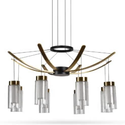 VONN LIGHTING VONN Artisan GENOA VAC3118BL 24" Integrated LED ETL Certified Pendant, Height Adjustable Chandelier, Black -VONN LIGHTING VAC3118BL IMAGE WB1