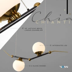 VONN LIGHTING VONN Artisan Chianti VAC3122AB 43" Integrated LED ETL Certified Height Adjustable Pendant, Chandelier, Antique Brass -VONN LIGHTING VAC3122AB Infograph