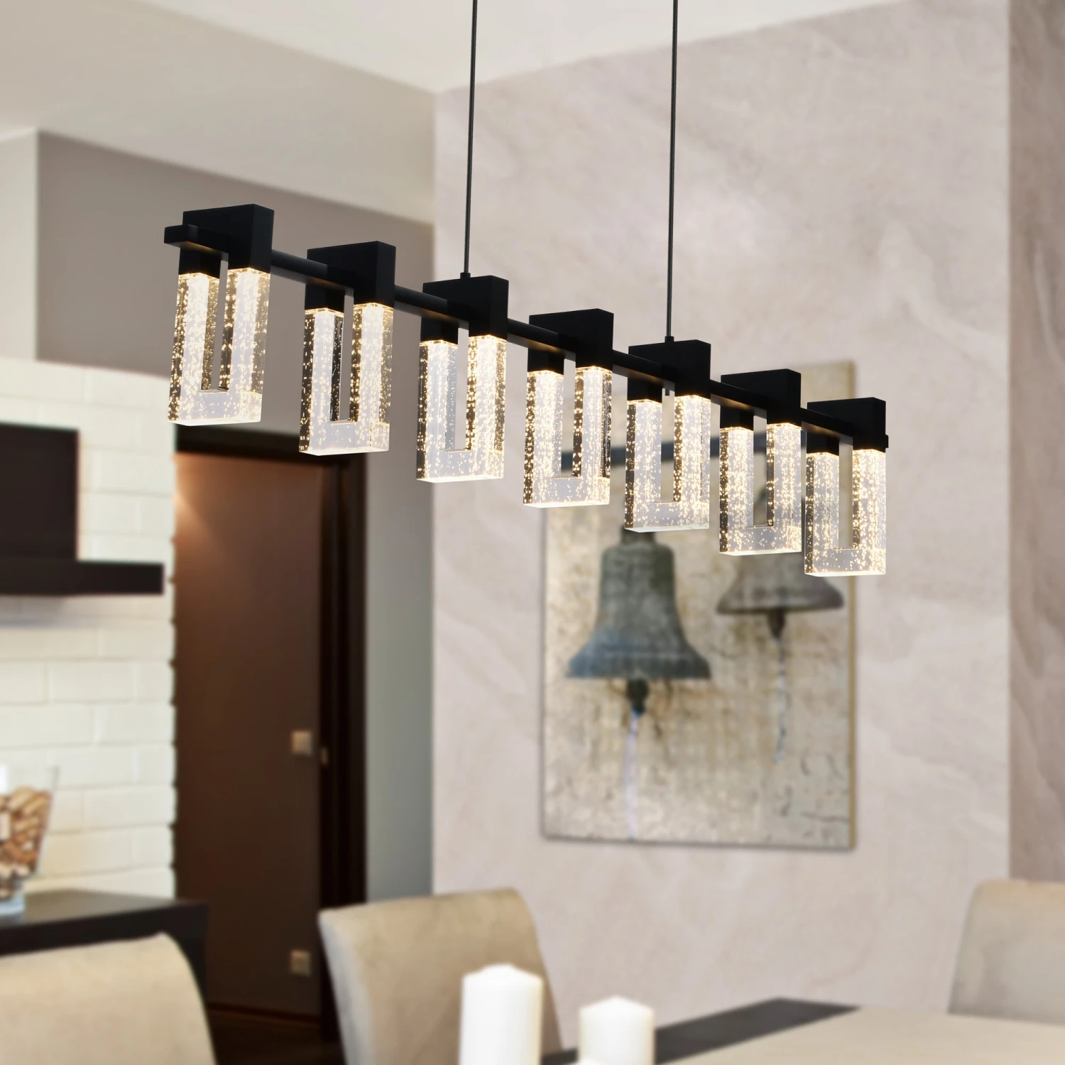 VONN LIGHTING VONN Artisan Sorrento VAC3137BL 40" 7-Light ETL Cert Integrated LED Pendant, Height Adjustable Chandelier, Black 6 VONN LIGHTING VONN Artisan Sorrento VAC3137BL 40" 7-Light ETL Cert Integrated LED Pendant, Height Adjustable Chandelier, Black - Image 4