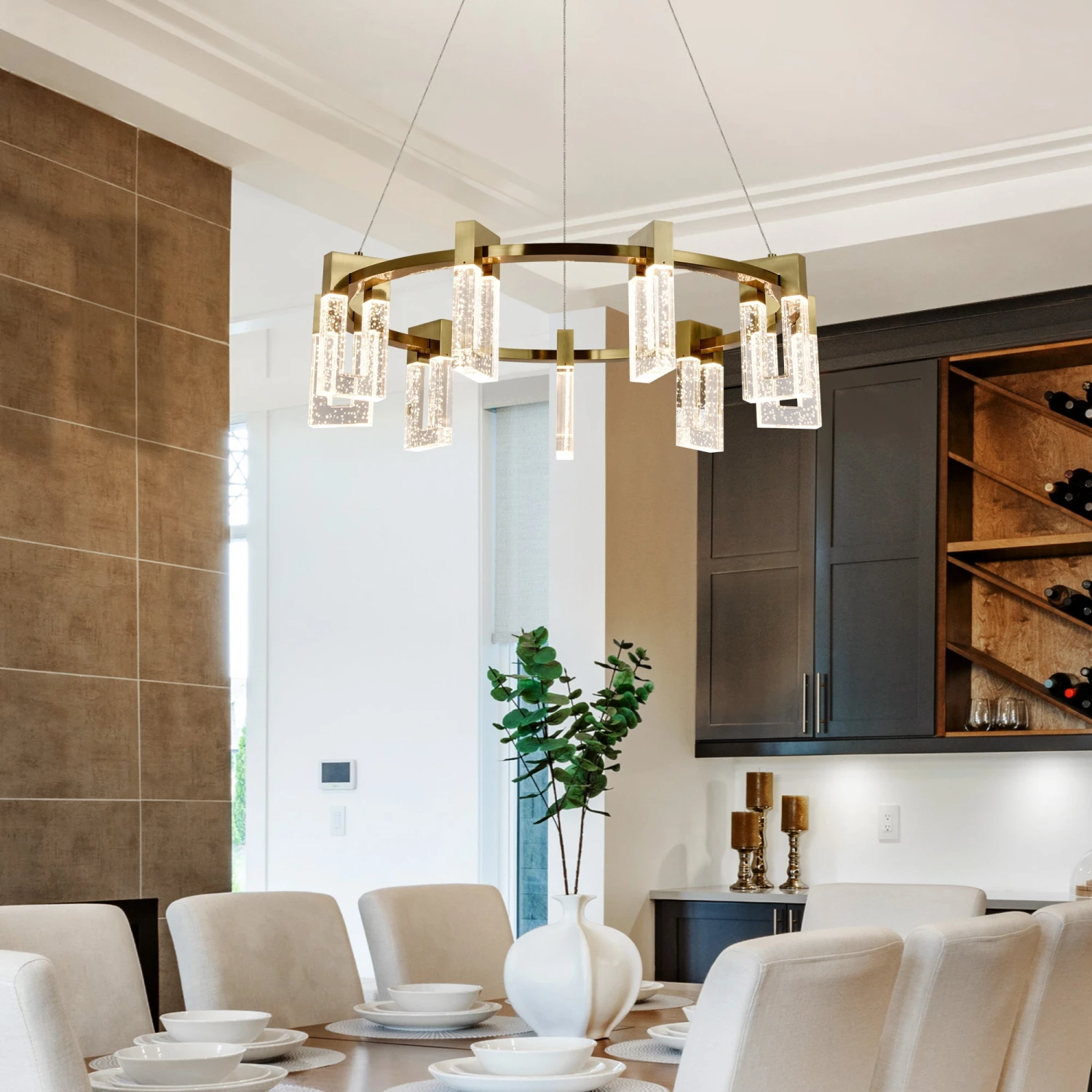 VONN LIGHTING VONN Artisan Sorrento VAC3139AB 27" Integrated LED ETL Certified Pendant, Height Adjustable Ring Chandelier, Antique Brass 9 VONN LIGHTING VONN Artisan Sorrento VAC3139AB 27" Integrated LED ETL Certified Pendant, Height Adjustable Ring Chandelier, Antique Brass - Image 7