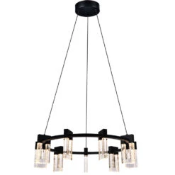 VONN LIGHTING VONN Artisan Sorrento VAC3139BL 27" 9-Light ETL Cert Integrated LED Pendant, Height Adjustable Ring Chandelier, Black -VONN LIGHTING VAC3139BL IMAGE WB2