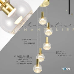 VONN LIGHTING VONN Artisan Sienna VAC3185BRS 5-Light ETL Certified Integrated LED Pendant, Height Adjustable Chandelier, Brass 19 VONN LIGHTING VONN Artisan Sienna VAC3185BRS 5-Light ETL Certified Integrated LED Pendant, Height Adjustable Chandelier, Brass -VONN LIGHTING VAC3185BRS Infograph