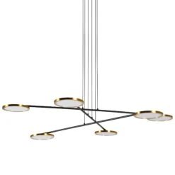 VONN LIGHTING VONN Artisan Torino VAC3196AB 39" Height Adjustable Integrated LED ETL Certified Chandelier, Disks Rotate, Antique Brass