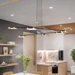 VONN LIGHTING VONN Artisan Torino VAC3196AB 39" Height Adjustable Integrated LED ETL Certified Chandelier, Disks Rotate, Antique Brass -VONN LIGHTING VAC3196AB IMAGE 6