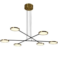 VONN LIGHTING VONN Artisan Torino VAC3196AB 39" Height Adjustable Integrated LED ETL Certified Chandelier, Disks Rotate, Antique Brass -VONN LIGHTING VAC3196AB IMAGE WB1