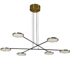 VONN LIGHTING VONN Artisan Torino VAC3196AB 39" Height Adjustable Integrated LED ETL Certified Chandelier, Disks Rotate, Antique Brass -VONN LIGHTING VAC3196AB IMAGE WB2