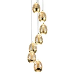 VONN LIGHTING VONN Artisan Venezia VAC3207GL 7-Light Integrated LED ETL Certified Pendant, Height Adjustable Chandelier, Gold
