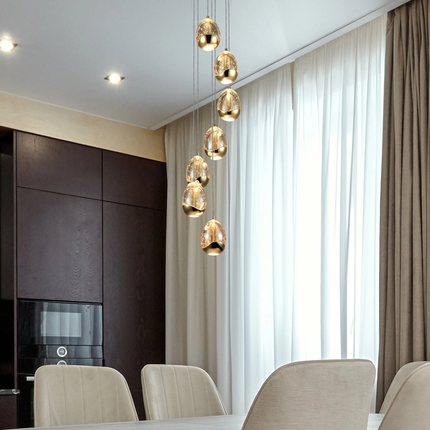 VONN LIGHTING VONN Artisan Venezia VAC3207GL 7-Light Integrated LED ETL Certified Pendant, Height Adjustable Chandelier, Gold 9 VONN LIGHTING VONN Artisan Venezia VAC3207GL 7-Light Integrated LED ETL Certified Pendant, Height Adjustable Chandelier, Gold - Image 7