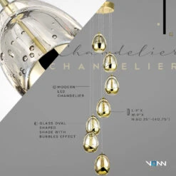 VONN LIGHTING VONN Artisan Venezia VAC3207GL 7-Light Integrated LED ETL Certified Pendant, Height Adjustable Chandelier, Gold 21 VONN LIGHTING VONN Artisan Venezia VAC3207GL 7-Light Integrated LED ETL Certified Pendant, Height Adjustable Chandelier, Gold -VONN LIGHTING VAC3207GL Infograph