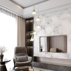 VONN LIGHTING VONN Artisan Amalfi VAC3215GL 5-Light Integrated LED ETL Certified Pendant, Height Adjustable Chandelier, Gold -VONN LIGHTING VAC3215GL IMAGE 4