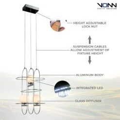 VONN LIGHTING VONN Artisan Lyra VAC3273CH 16" Integrated LED ETL Certified Height Adjustable Chandelier, Chrome Pendant 17 VONN LIGHTING VONN Artisan Lyra VAC3273CH 16" Integrated LED ETL Certified Height Adjustable Chandelier, Chrome Pendant -VONN LIGHTING VAC3273CH INFOGRAPH