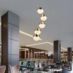 VONN LIGHTING VONN Artisan Ravello VAC3285BRS 5-Light Integrated LED ETL Certified Pendant Height Adjustable Chandelier, Brass -VONN LIGHTING VAC3285BRS IMAGE 5