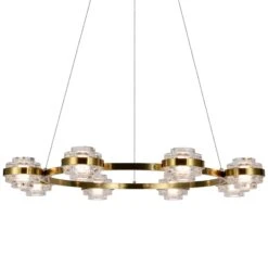 VONN LIGHTING VONN Artisan Milano VAC3338AB 33" Integrated LED ETL Certified Pendant, Height Adjustable Ring Chandelier, Antique Brass
