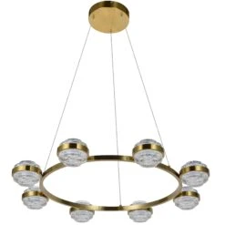 VONN LIGHTING VONN Artisan Milano VAC3338AB 33" Integrated LED ETL Certified Pendant, Height Adjustable Ring Chandelier, Antique Brass -VONN LIGHTING VAC3338AB IMAGE WB2