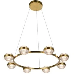 VONN LIGHTING VONN Artisan Milano VAC3338AB 33" Integrated LED ETL Certified Pendant, Height Adjustable Ring Chandelier, Antique Brass -VONN LIGHTING VAC3338AB IMAGE WB3