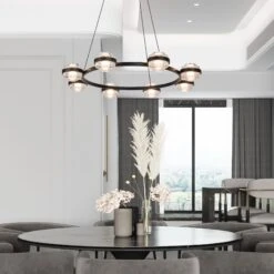 VONN LIGHTING VONN Artisan Milano VAC3338BL 33" Integrated LED ETL Certified Pendant, Height Adjustable Ring Chandelier, Black 20 VONN LIGHTING VONN Artisan Milano VAC3338BL 33" Integrated LED ETL Certified Pendant, Height Adjustable Ring Chandelier, Black -VONN LIGHTING VAC3338BL IMAGE 6