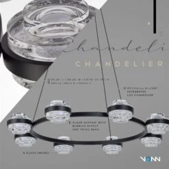 VONN LIGHTING VONN Artisan Milano VAC3338BL 33" Integrated LED ETL Certified Pendant, Height Adjustable Ring Chandelier, Black 21 VONN LIGHTING VONN Artisan Milano VAC3338BL 33" Integrated LED ETL Certified Pendant, Height Adjustable Ring Chandelier, Black -VONN LIGHTING VAC3338BL INFOGRAPH