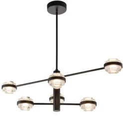 VONN LIGHTING VONN Artisan Milano VAC333RD6BL 40" Integrated LED ETL Certified Chandelier With Height Adjustable Rods, Black -VONN LIGHTING VAC333RD6BL IMAGE WB3