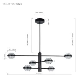 VONN LIGHTING VONN Artisan Milano VAC333RD6BL 40" Integrated LED ETL Certified Chandelier With Height Adjustable Rods, Black -VONN LIGHTING VAC333RD6BL IMAGE WB7