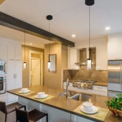 VONN LIGHTING VONN Artisan Genoa VAP2111BL 5" Integrated LED ETL Certified Height Adjustable Pendant With Glass Shade, Black -VONN LIGHTING VAP2111BL IMAGE 6