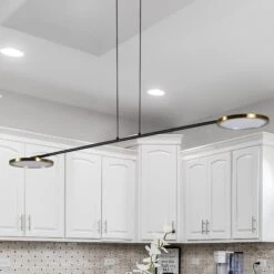 VONN LIGHTING VONN Artisan Torino VAP2192AB 39" Integrated LED ETL Certified Height Adjustable Pendant, Rotating Disks, Antique Brass -VONN LIGHTING VAP2192AB IMAGE 4