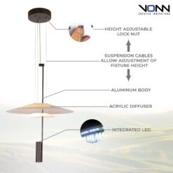 VONN LIGHTING VONN Artisan Positano VAP2251BL 20" Integrated LED ETL Certified Height Adjustable Pendant Light In Black 13 VONN LIGHTING VONN Artisan Positano VAP2251BL 20" Integrated LED ETL Certified Height Adjustable Pendant Light In Black -VONN LIGHTING VAP2251BL INFOGRAPH