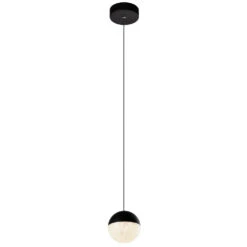 VONN LIGHTING VONN Artisan Ravello VAP2281BL 5" Integrated LED ETL Certified Height Adjustable Pendant W/ Globe Shade, Black -VONN LIGHTING VAP2281BL IMAGE WB2