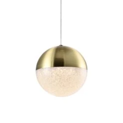 VONN LIGHTING VONN Artisan Ravello VAP2281BRS 5" Integrated LED ETL Certified Height Adjustable Pendant W/ Globe Shade, Brass -VONN LIGHTING VAP2281BRS IMAGE 1