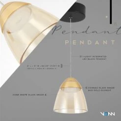 VONN LIGHTING VONN Artisan Roma VAP2291BL 5" 1-Light Integrated LED ETL Certified Height Adjustable Pendant, Black -VONN LIGHTING VAP2291BL INFOGRAPH