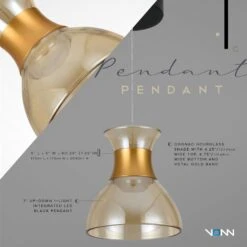 VONN LIGHTING VONN Artisan Palermo VAP2301BL 7" Up-Down Integrated LED ETL Certified Height Adjustable Pendant, Black -VONN LIGHTING VAP2301BL INFOGRAPH