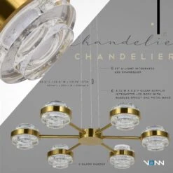 VONN LIGHTING VONN Artisan Milano VAP2336AB 25" Integrated LED ETL Certified Pendant, Height Adjustable Chandelier, Antique Brass -VONN LIGHTING VAP2336AB INFOGRAPH