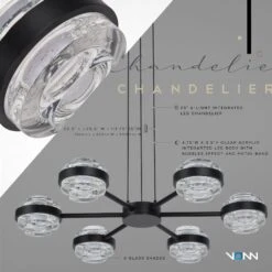 VONN LIGHTING VONN Artisan Milano VAP2336BL 25" Integrated LED ETL Certified Pendant, Height Adjustable Chandelier, Black -VONN LIGHTING VAP2336BL INFOGRAPH