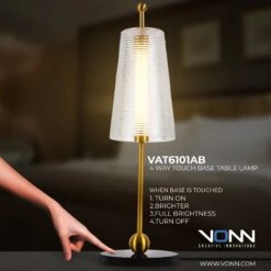 VONN LIGHTING VONN Artisan Toscana VAT6101AB 20" Height Integrated LED ETL Certified Table Lamp With Touch Base Dimming -VONN LIGHTING VAT6101AB TABLE LAMP INFO
