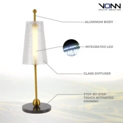 VONN LIGHTING VONN Artisan Toscana VAT6101AB 20" Height Integrated LED ETL Certified Table Lamp With Touch Base Dimming -VONN LIGHTING VAT6101AB Infograph