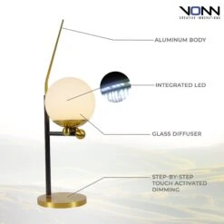 VONN LIGHTING VONN Artisan Chianti VAT6121AB 22" Height Integrated LED ETL Certified Table Lamp With Touch Base Dimming -VONN LIGHTING VAT6121AB Infograph 2