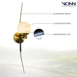 VONN LIGHTING VONN Artisan Chianti VAW1121AB 6" Integrated LED ETL Certified Wall Sconce Light With Glass Shade -VONN LIGHTING VAW1121AB INFOGRAPH