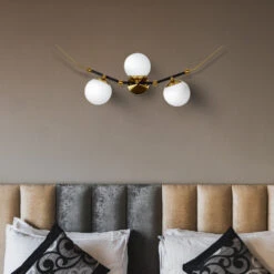 VONN LIGHTING VONN Artisan Chianti VAW1123AB 39" Integrated LED ETL Certified Wall Sconce Light With 3 Glass Shades, Antique Brass -VONN LIGHTING VAW1123AB IMAGE 3