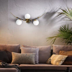 VONN LIGHTING VONN Artisan Chianti VAW1123AB 39" Integrated LED ETL Certified Wall Sconce Light With 3 Glass Shades, Antique Brass -VONN LIGHTING VAW1123AB IMAGE 6