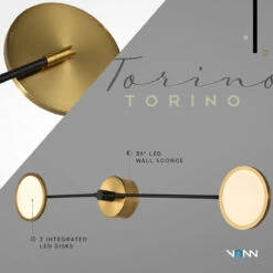 VONN LIGHTING VONN Artisan Torino VAW1192AB 39" Integrated LED ETL Certified Wall Sconce, Rotating LED Circular Disks, Antique Brass -VONN LIGHTING VAW1192AB Infograph