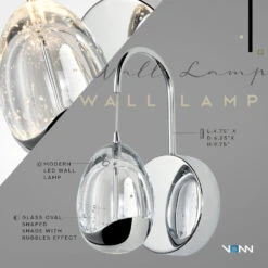 VONN LIGHTING VONN Artisan Venezia VAW1201CH 5" Integrated LED ETL Certified Wall Sconce Light With Clear Glass Shade, Chrome 16 VONN LIGHTING VONN Artisan Venezia VAW1201CH 5" Integrated LED ETL Certified Wall Sconce Light With Clear Glass Shade, Chrome -VONN LIGHTING VAW1201CH Infograph
