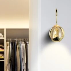 VONN LIGHTING VONN Artisan Venezia VAW1201GL 5" Integrated LED ETL Certified Wall Sconce Light With Glass Shade, Gold 15 VONN LIGHTING VONN Artisan Venezia VAW1201GL 5" Integrated LED ETL Certified Wall Sconce Light With Glass Shade, Gold -VONN LIGHTING VAW1201GL IMAGE 3