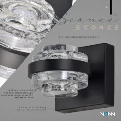 VONN LIGHTING VONN Artisan Milano VAW1331BL 6" 1-Light Integrated LED ETL Certified Wall Sconce Lighting, Black -VONN LIGHTING VAW1331BL INFOGRAPH