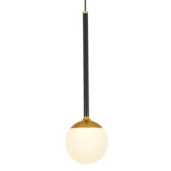 VONN LIGHTING VONN Capri VCP2101BL 5" 1-Light Integrated LED ETL Certified Height Adjustable Pendant, With Glass Shade, Black -VONN LIGHTING VCP2101BL IMAGE 1