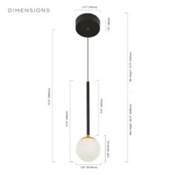 VONN LIGHTING VONN Capri VCP2101BL 5" 1-Light Integrated LED ETL Certified Height Adjustable Pendant, With Glass Shade, Black -VONN LIGHTING VCP2101BL IMAGE WB7