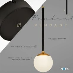 VONN LIGHTING VONN Capri VCP2101BL 5" 1-Light Integrated LED ETL Certified Height Adjustable Pendant, With Glass Shade, Black -VONN LIGHTING VCP2101BL INFOGRAPH d8744436 f45d 4bb1 8bcc 56535595574a