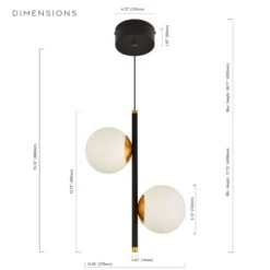 VONN LIGHTING VONN Capri VCP2202BL 100-277V 11" 2-Light Integrated LED ETL Certified Height Adjustable Black Pendant, Black -VONN LIGHTING VCP2202BL IMAGE WB7